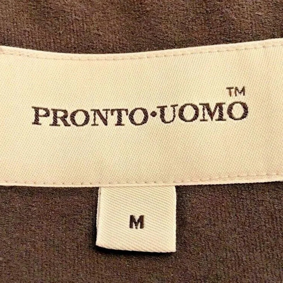 PRONTO UOMO Men Long Sleeve Button Down Fully Lined Collar Brown Shirt Sz Medium - Picture 12 of 13